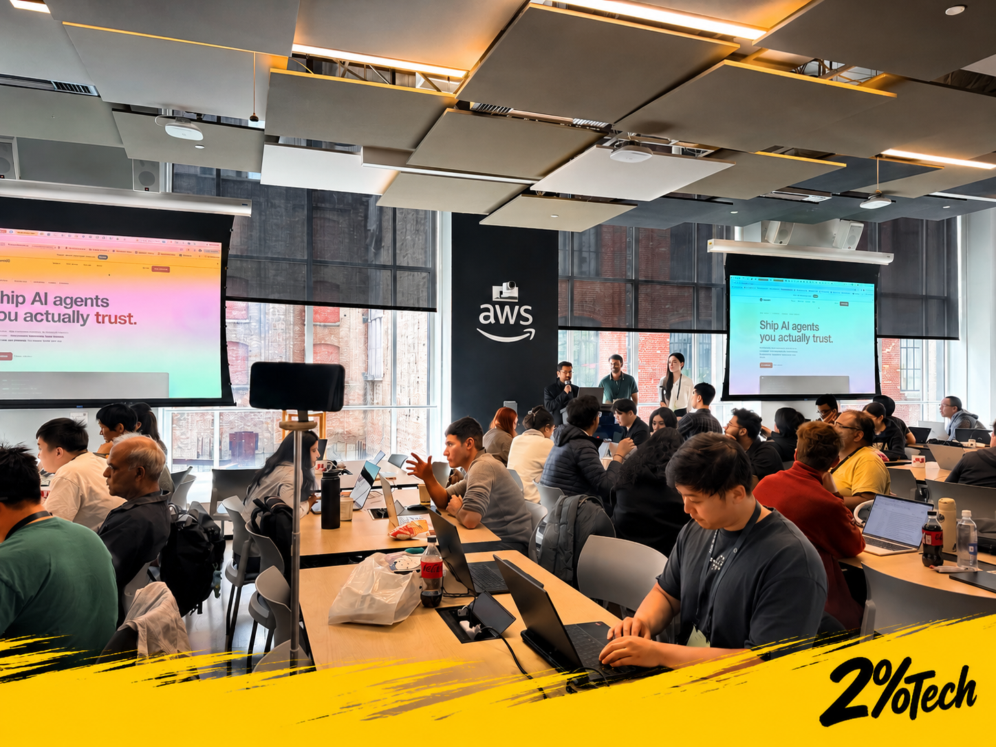 Builders at an AWS workshop